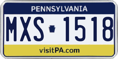 PA license plate MXS1518
