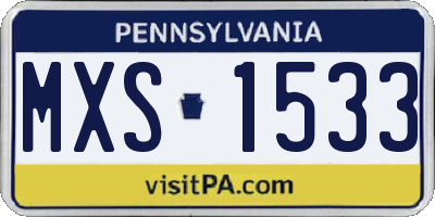 PA license plate MXS1533