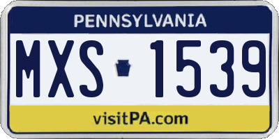 PA license plate MXS1539