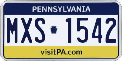 PA license plate MXS1542