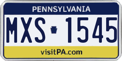PA license plate MXS1545