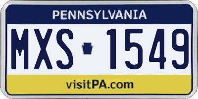 PA license plate MXS1549
