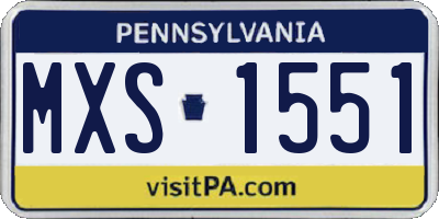 PA license plate MXS1551