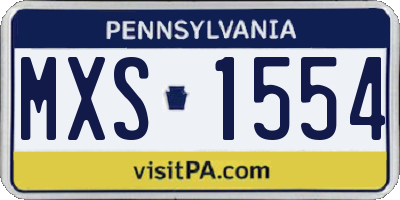 PA license plate MXS1554