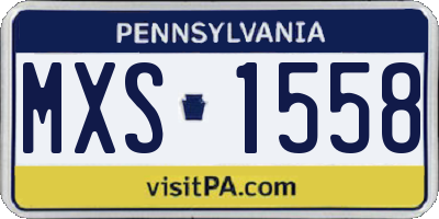 PA license plate MXS1558