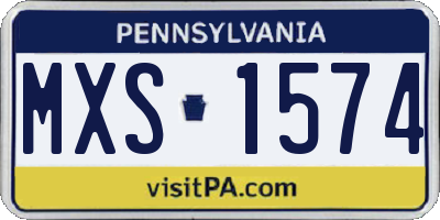 PA license plate MXS1574