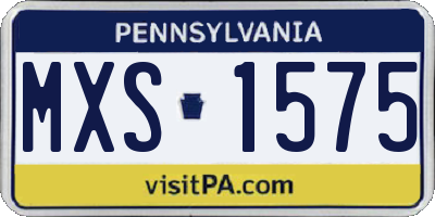 PA license plate MXS1575