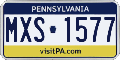 PA license plate MXS1577