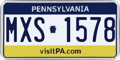 PA license plate MXS1578