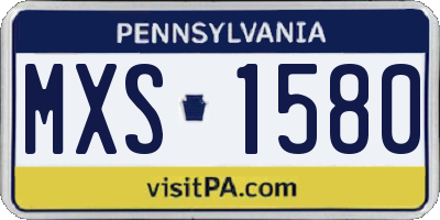 PA license plate MXS1580