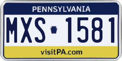 PA license plate MXS1581
