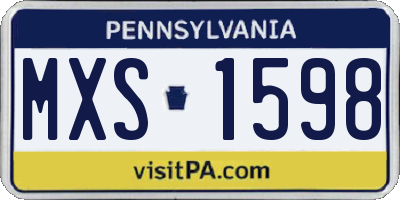 PA license plate MXS1598