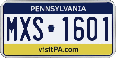 PA license plate MXS1601