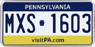 PA license plate MXS1603