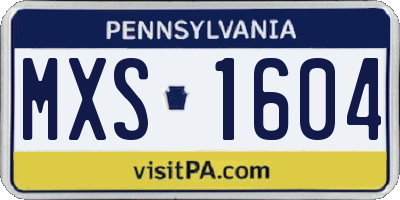 PA license plate MXS1604