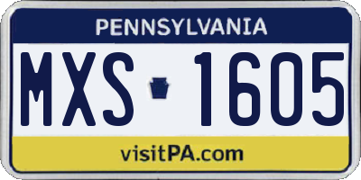 PA license plate MXS1605