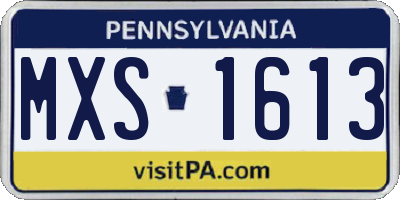 PA license plate MXS1613