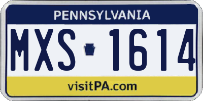 PA license plate MXS1614