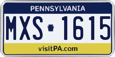 PA license plate MXS1615