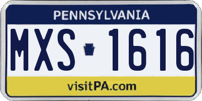 PA license plate MXS1616