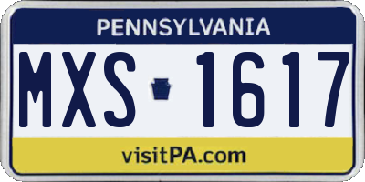 PA license plate MXS1617