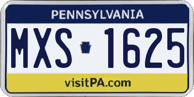 PA license plate MXS1625