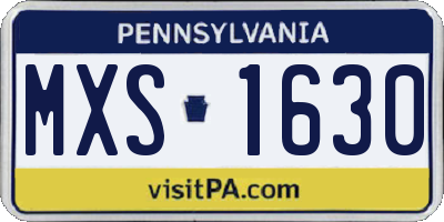 PA license plate MXS1630