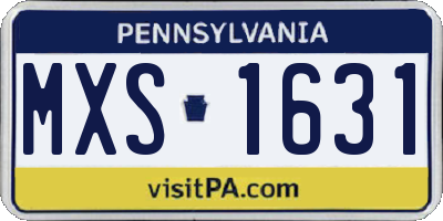 PA license plate MXS1631
