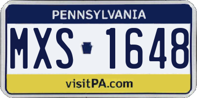 PA license plate MXS1648