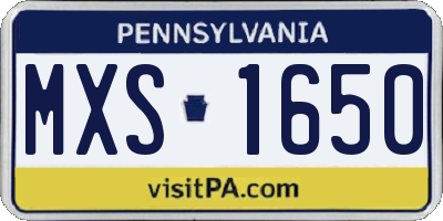 PA license plate MXS1650