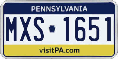 PA license plate MXS1651