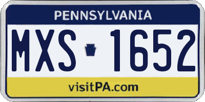 PA license plate MXS1652