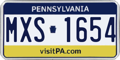 PA license plate MXS1654