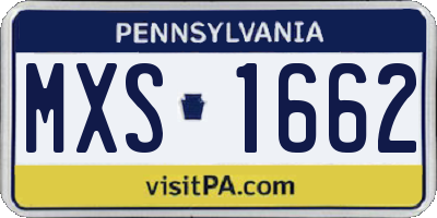 PA license plate MXS1662