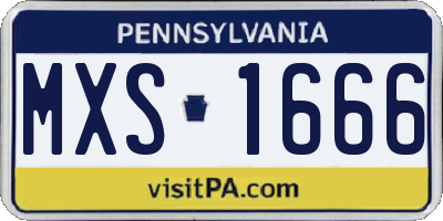 PA license plate MXS1666