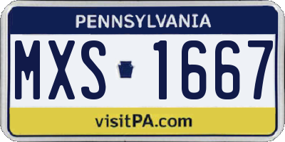 PA license plate MXS1667