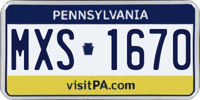 PA license plate MXS1670