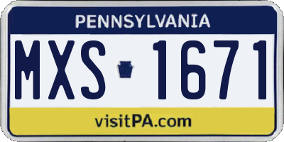 PA license plate MXS1671