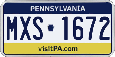 PA license plate MXS1672