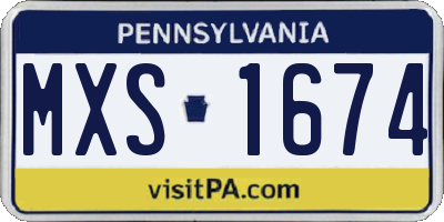 PA license plate MXS1674