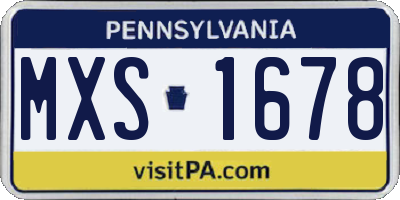 PA license plate MXS1678