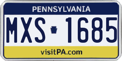 PA license plate MXS1685
