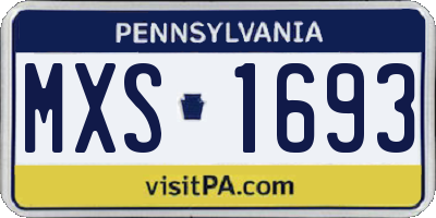 PA license plate MXS1693