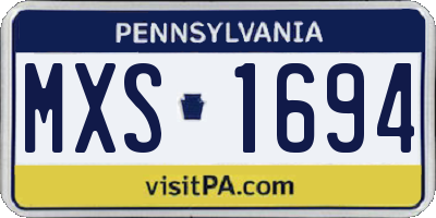 PA license plate MXS1694