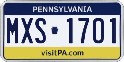 PA license plate MXS1701