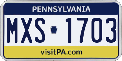 PA license plate MXS1703