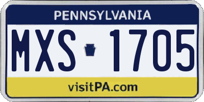 PA license plate MXS1705