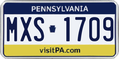 PA license plate MXS1709