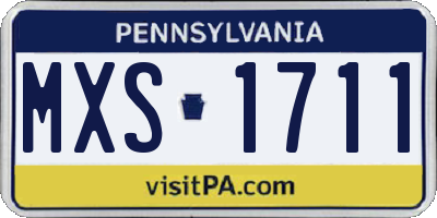 PA license plate MXS1711