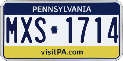 PA license plate MXS1714
